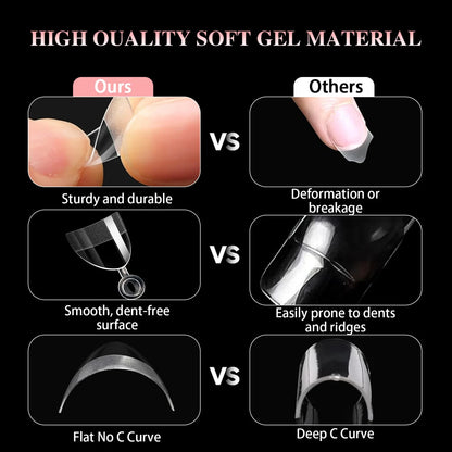 600PCS XS Half Cover Soft Gel Nail Tips – Extra Short False Nails